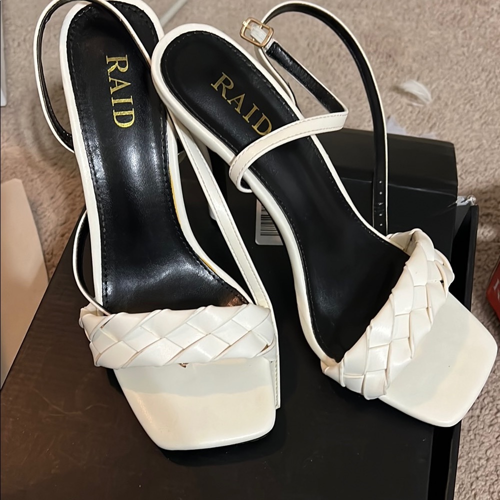 White Slingback Heels with Quilted Texture